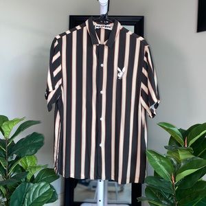 Playboy Stripped Casual Botton Down Beach Shirt